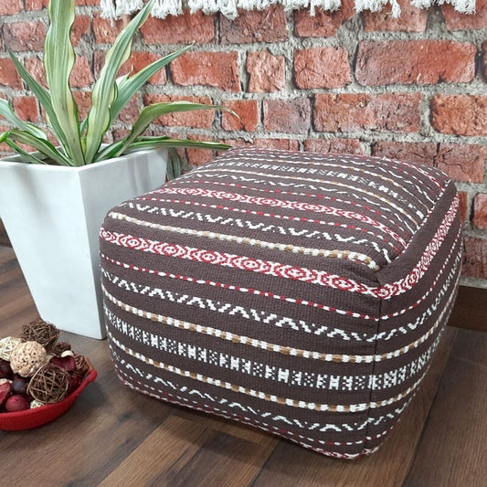 Avioni Home BigMo Collection -Cube Boho Brown Pouf -40cm x 55cm x 55 cm