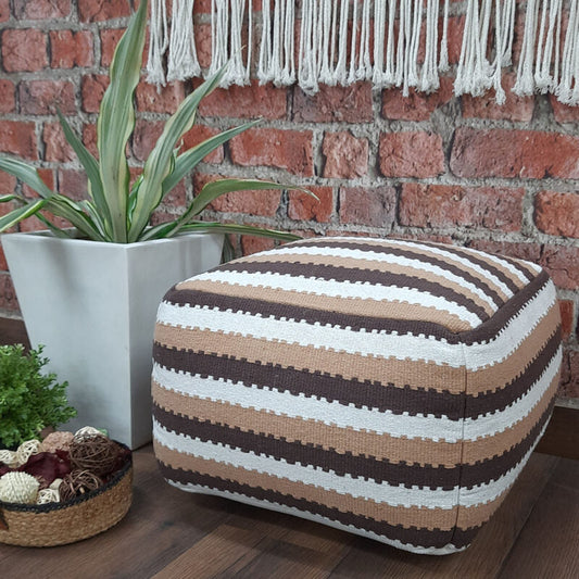 Avioni Home BigMo Collection -Cube Boho Brown Pouf -40cm x 55cm x 55 cm