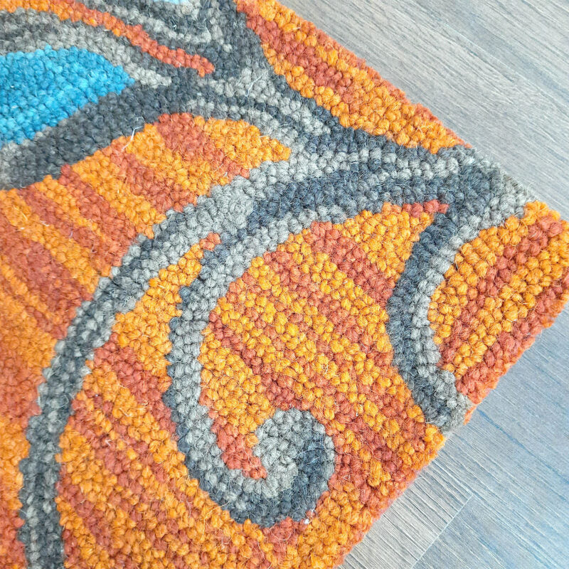 Wool Hand Tufted Floral Beautiful Orange Tones Carpet | Loop Pile | Avioni -90cm x 150cm (~3×5 Feet)