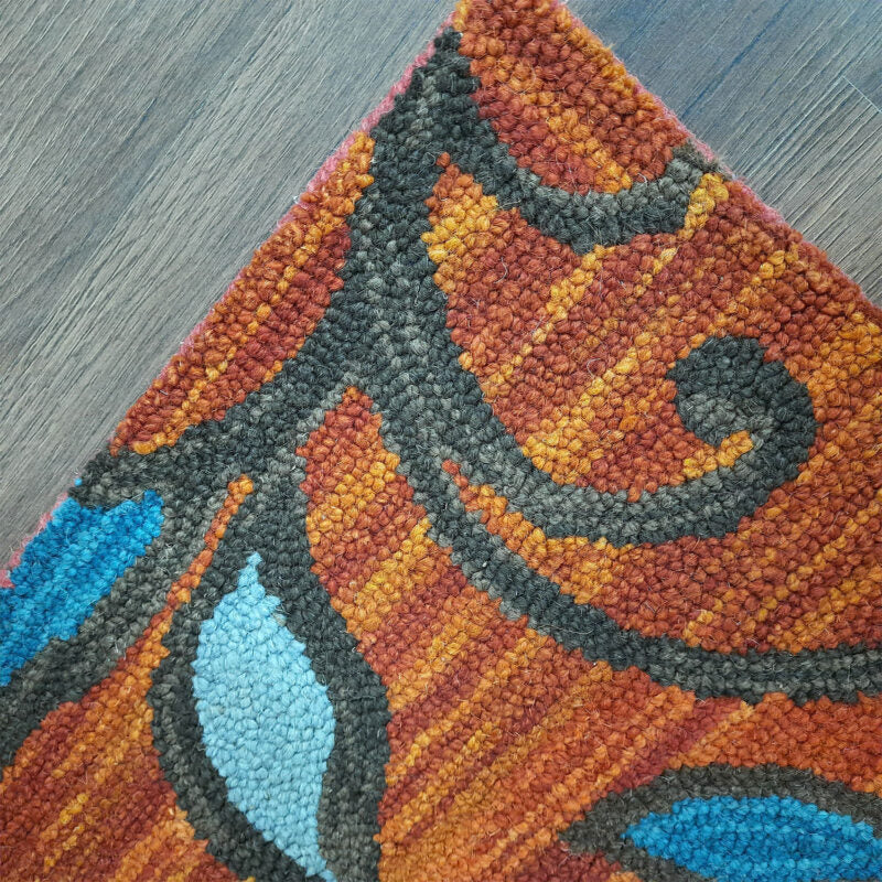 Wool Floral Beautiful Hand Tufted Brown Tone Carpet | Loop Pile Rug | Avioni -90cm x 150cm (~3×5 Feet)