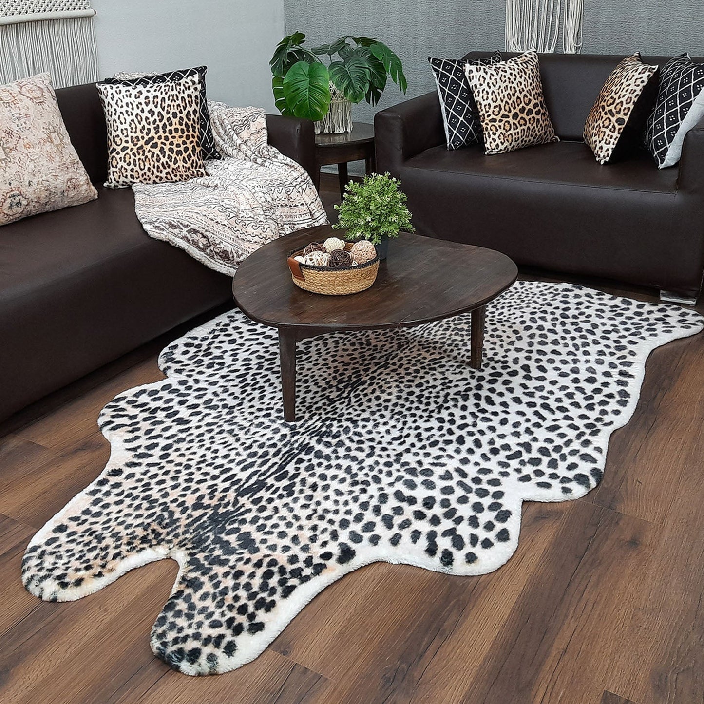 Avioni Home Faux Fur Exotic Animal Area Rug | Snow Leopard Print-150cm x 200cm