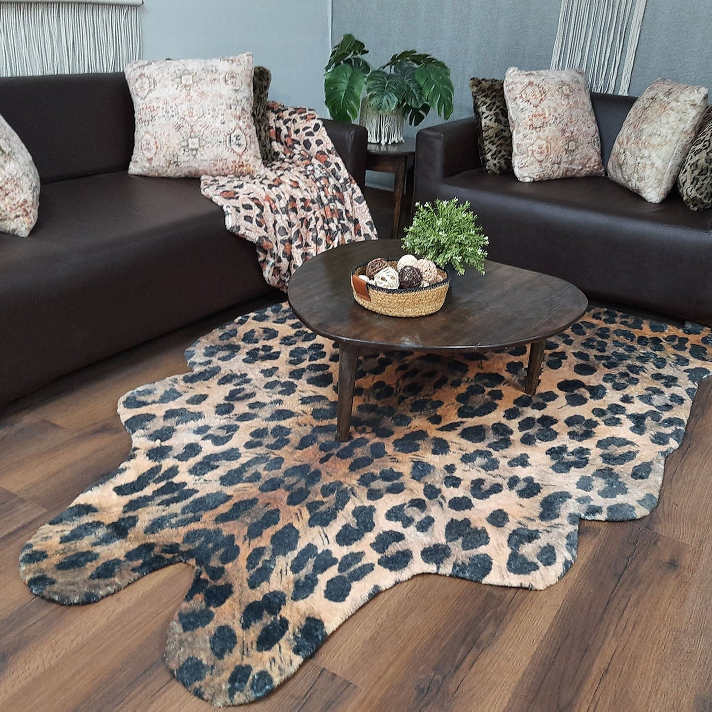 Avioni Home Faux Fur Exotic Animal Area Rug | Leopard Print-150cm x 210cm (~5Feet x 7Feet)