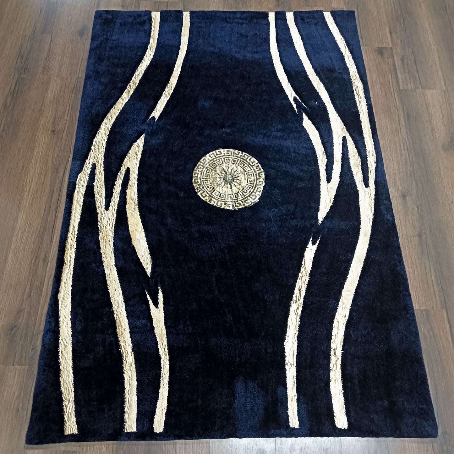 Avioni Divine Collection | Luxury Golden Touch With Blue Cross Design Soft And Plush Handmade Living Room Rugs | Different Sizes | Carpet for Living Room