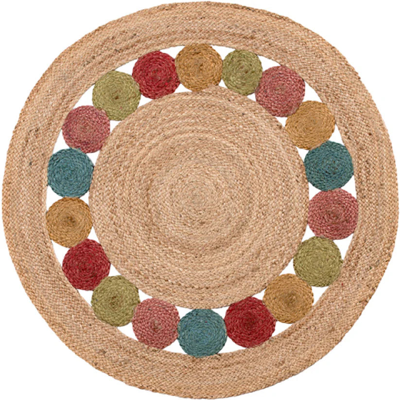 Avioni Home Eco Collection Round Jute Carpet – Braided Eco-friendly Circular Area Rug
