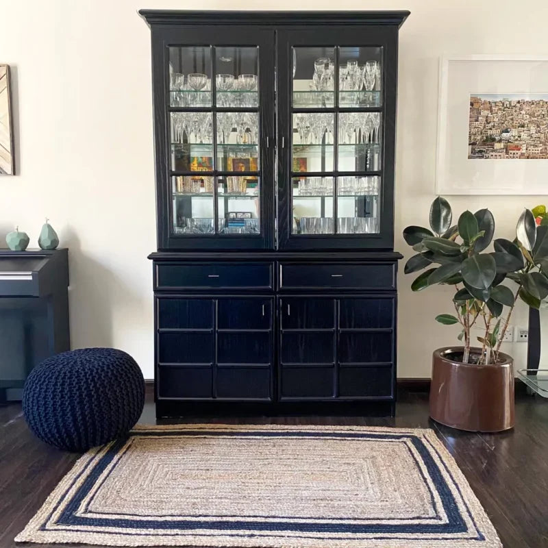 Jute (Natural and Dyed Jute) Handmade Braided Rugs | Natural & Black Jute Area Rug | Avioni- Premium Collection