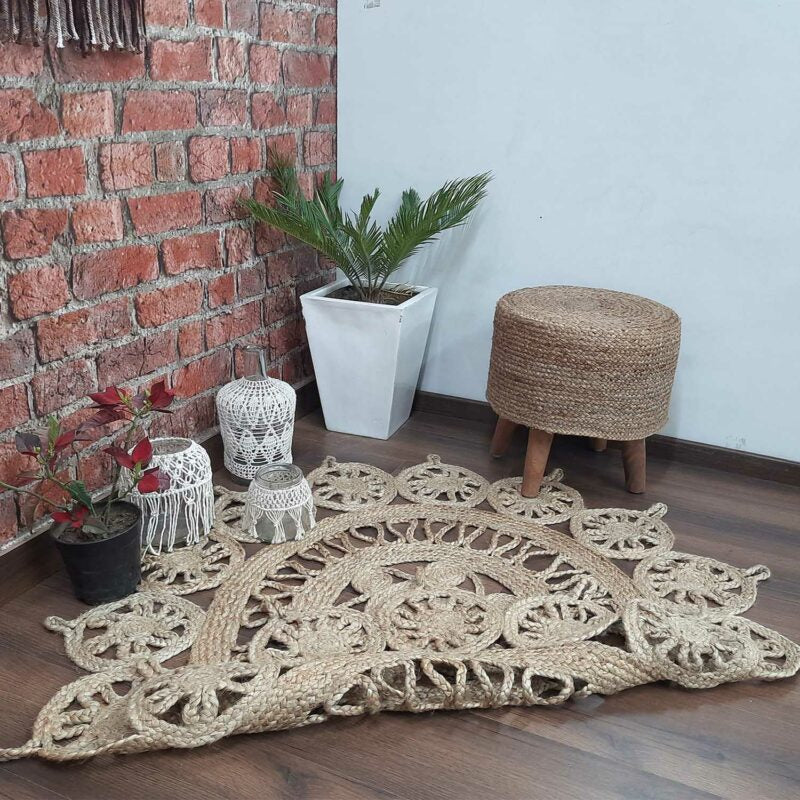 Avioni Home Contemporary Collection- Eco-friendly Jute Handmade Braided Area Rug -Beautiful Temple Design ? Multiple Sizes
