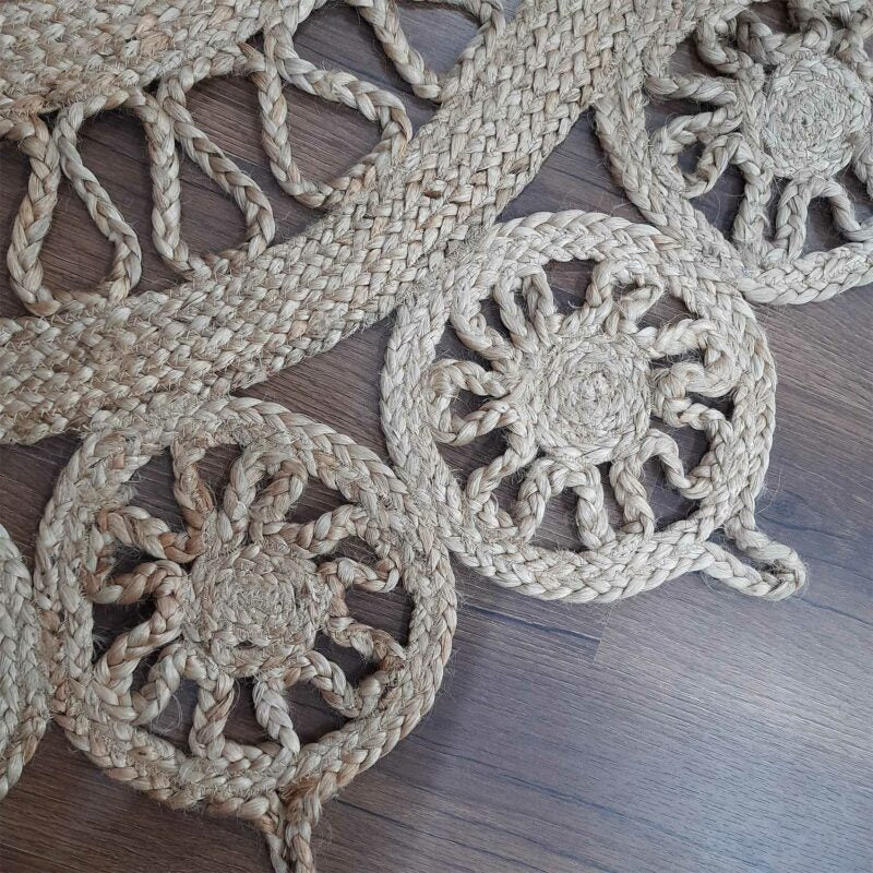 Avioni Home Contemporary Collection- Eco-friendly Jute Handmade Braided Area Rug -Beautiful Temple Design ? Multiple Sizes