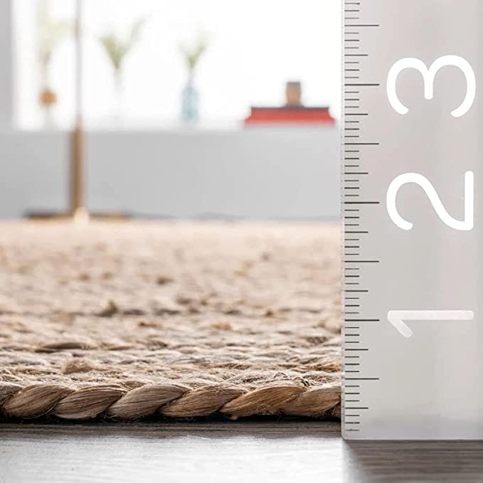 Jute (Natural and Bleached Jute) Handmade Braided Rugs | Natural & White Double Border Jute Area Rug | Avioni- Premium Collection