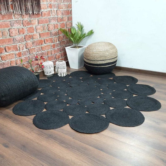 Avioni Home Contemporary Collection -Handmade Dyed Jute In Black Round – Multiple Sizes