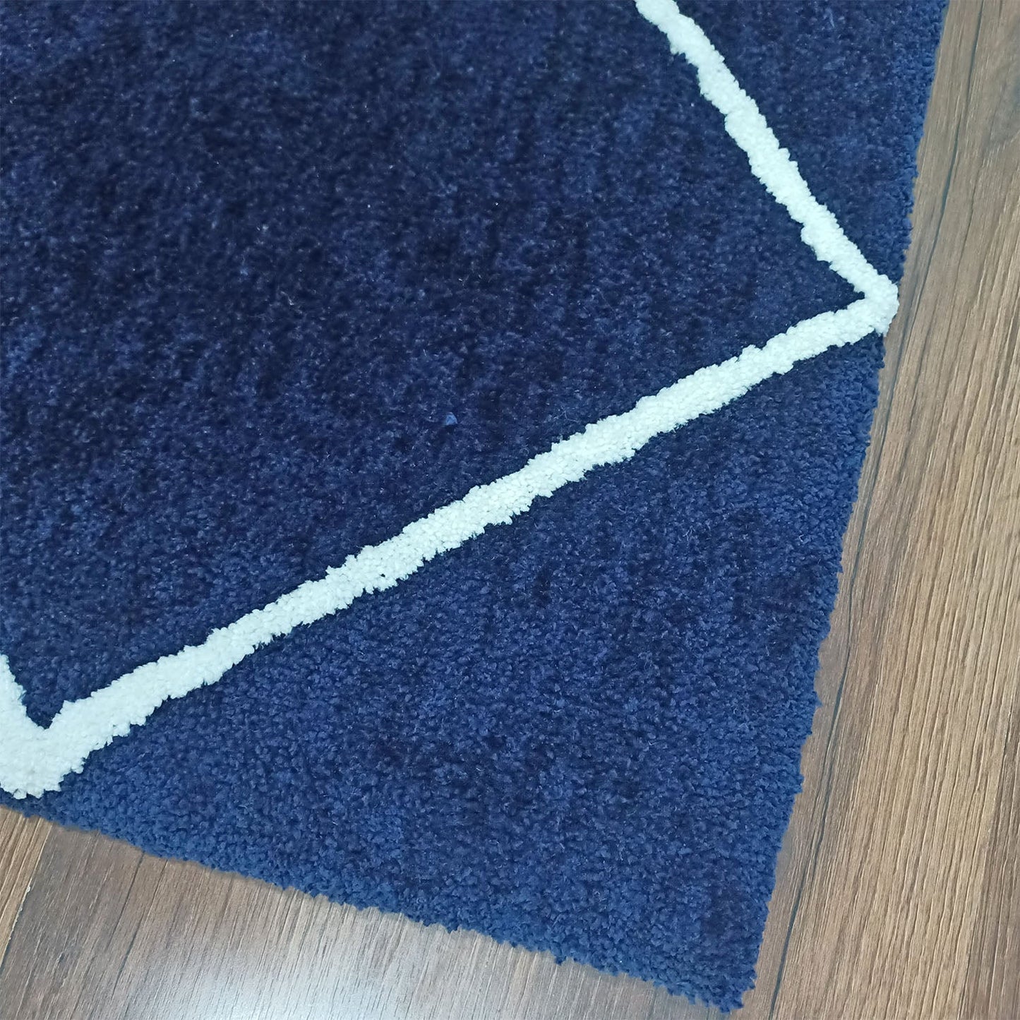 Avioni Home Atlas Collection - Moroccan Style Microfiber Carpet In Navy | Soft, Non-Slip, Easy to Clean