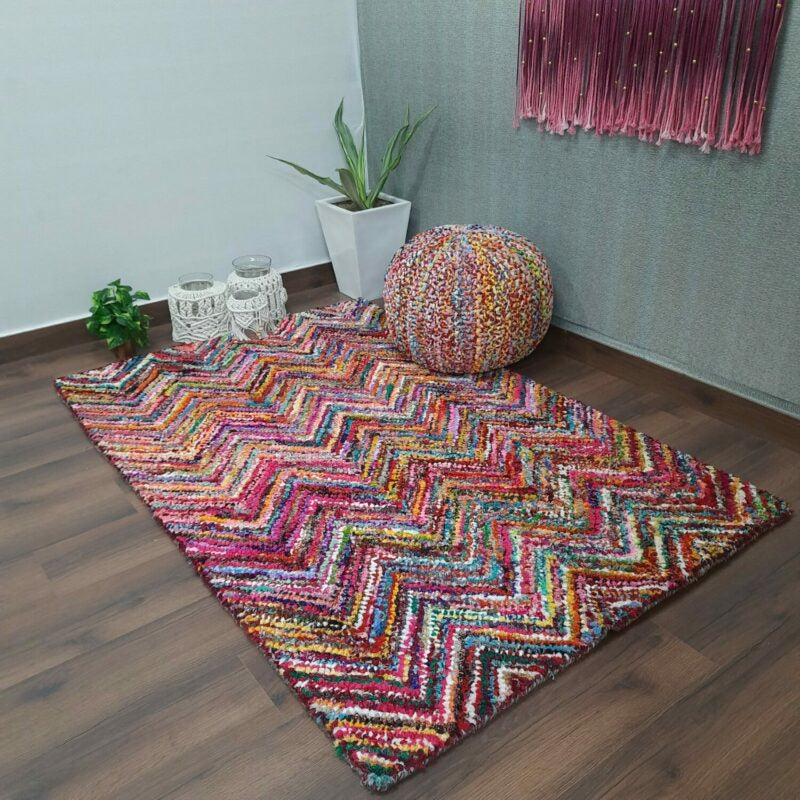 Chindi Carpet – Multicolour Cotton Carpet – 120cm x 180cm (~4×6 Feet) – Avioni