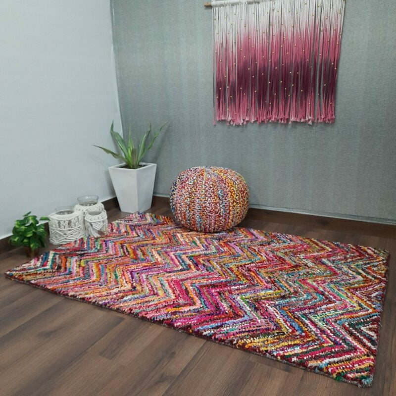 Chindi Carpet – Multicolour Cotton Carpet – 120cm x 180cm (~4×6 Feet) – Avioni