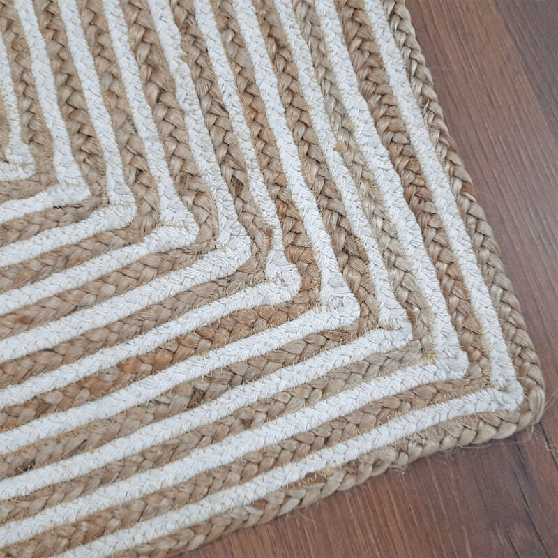 Jute (Natural and Bleached Jute) Handmade Braided Rugs | Natural & White Jute Area Rug | Avioni- Premium Collection