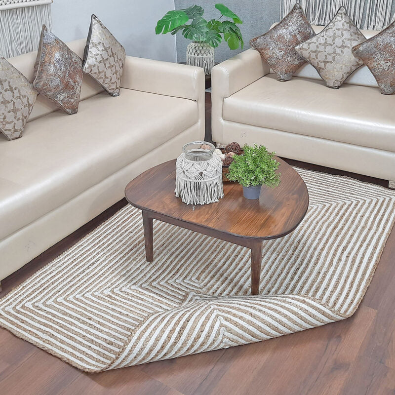 Jute (Natural and Bleached Jute) Handmade Braided Rugs | Natural & White Jute Area Rug | Avioni- Premium Collection
