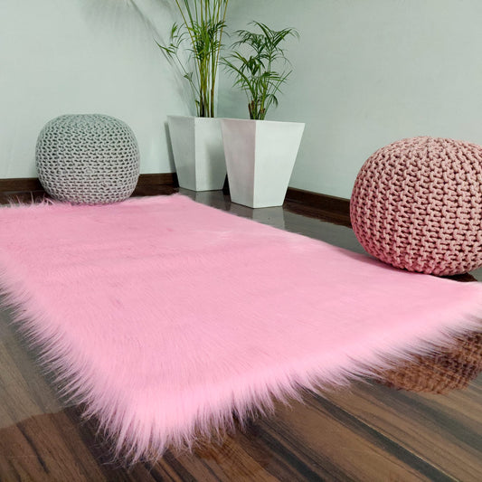 Soft Shaggy Rugs – Fluffy Rug- Faux Fur – Pink Premium Long Fur – Avioni Carpets