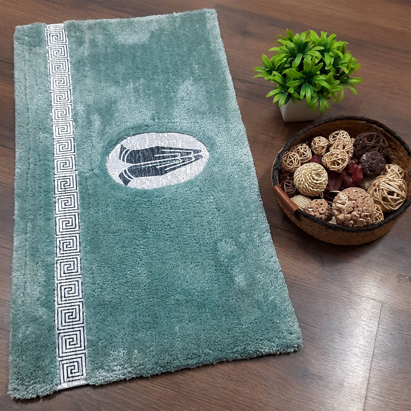 Avioni Divine Collection | Luxury Golden/Silver Touch Tufted Rug In Beautiful-Nameste Soft And Plush Handmade Door Mats | Pooja Mats | BathMats -45 cms x 75 cms