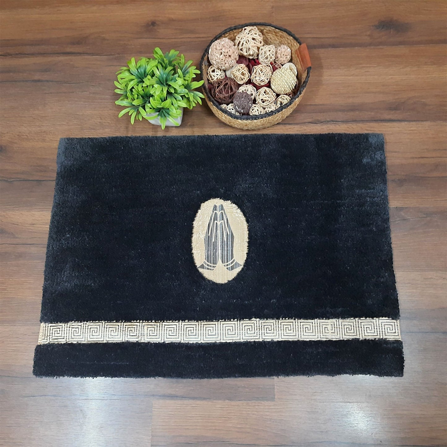 Avioni Divine Collection | Luxury Golden/Silver Touch Tufted Rug In Beautiful-Nameste Soft And Plush Handmade Door Mats | Pooja Mats | BathMats -45 cms x 75 cms