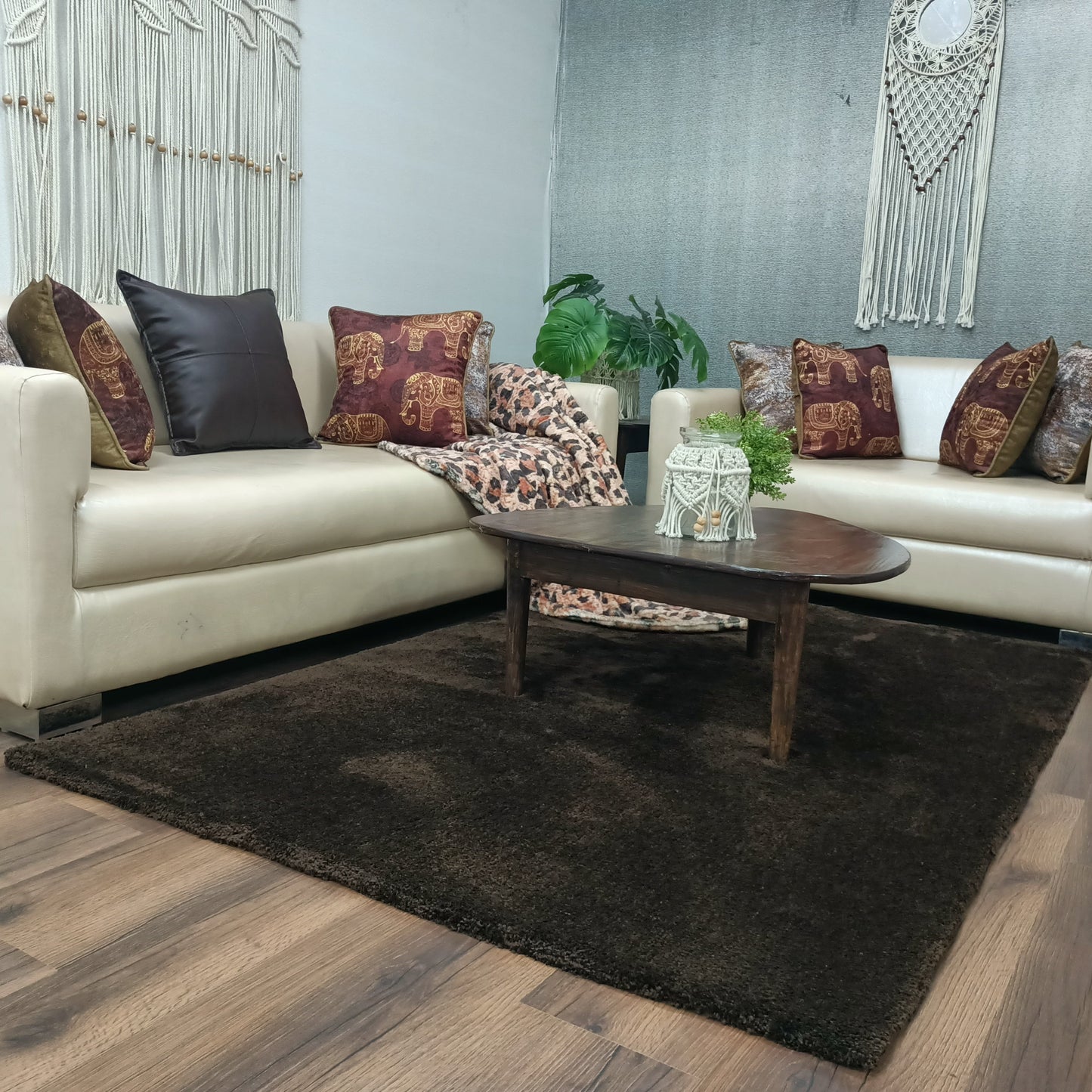 Avioni Home Atlas Collection - Moroccan Style Microfiber  Carpet In Plain Brown| Soft, Non-Slip, Easy to Clean