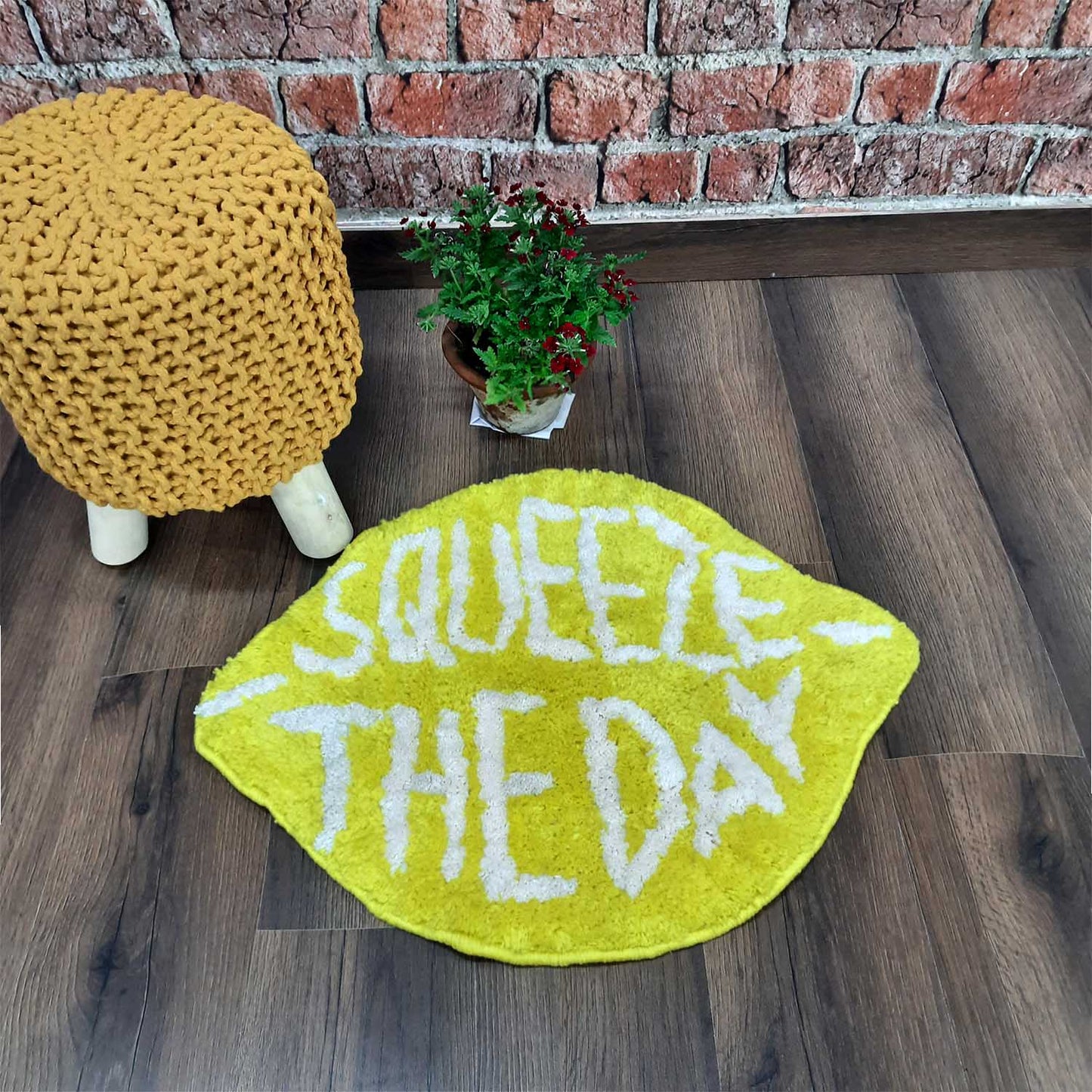 Shaggy Kids Carpet | Hand Woven Lemon Super Luxurious Feel | Export Quality- Yellow-57X71 Cms