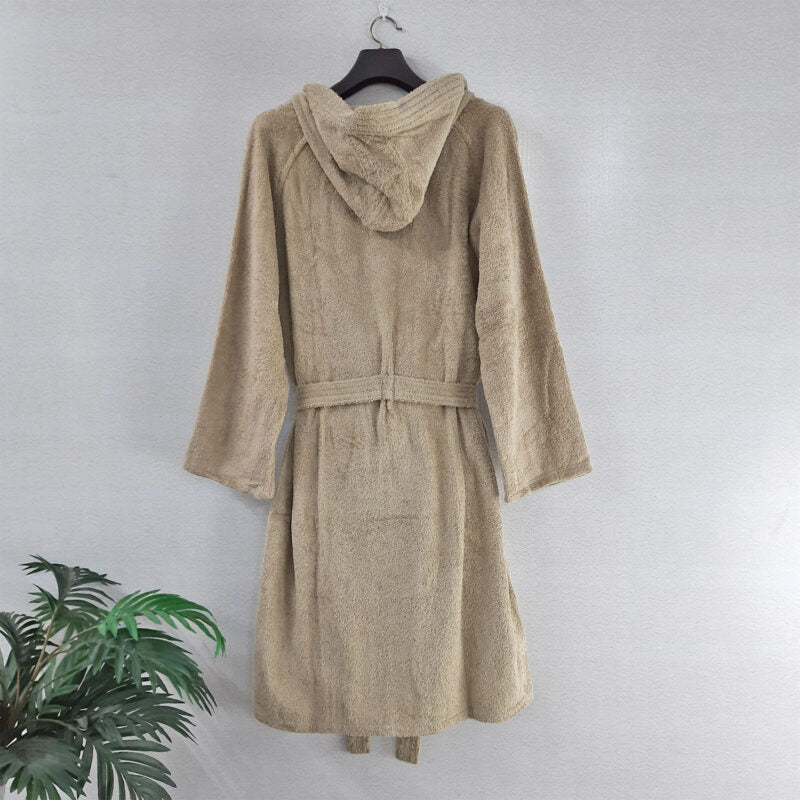 Avioni Classic Luxury Terry Hooded Bathrobes – Hotel and Spa Quality Robes Made with 100% terry cotton -Beige