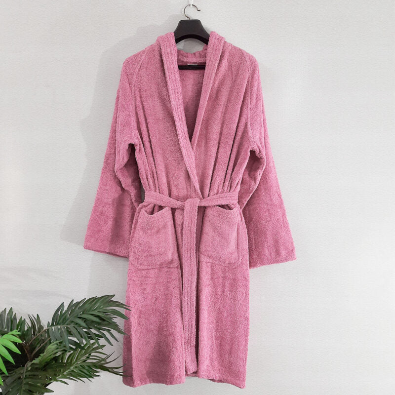 Avioni by Loomkart | Very Fine Export Quality Bath Robes in Pink With Hood in Avioni Zip-Packing Unisex