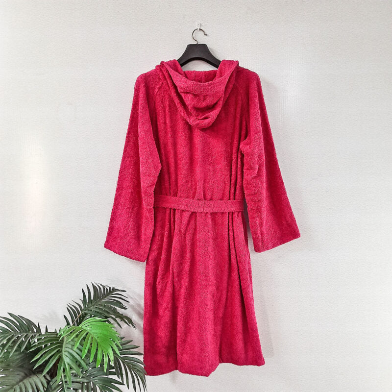 Avioni by Loomkart | Very Fine Export Quality Bath Robes in Dark Pink With Hood in Zip-Packing Unisex