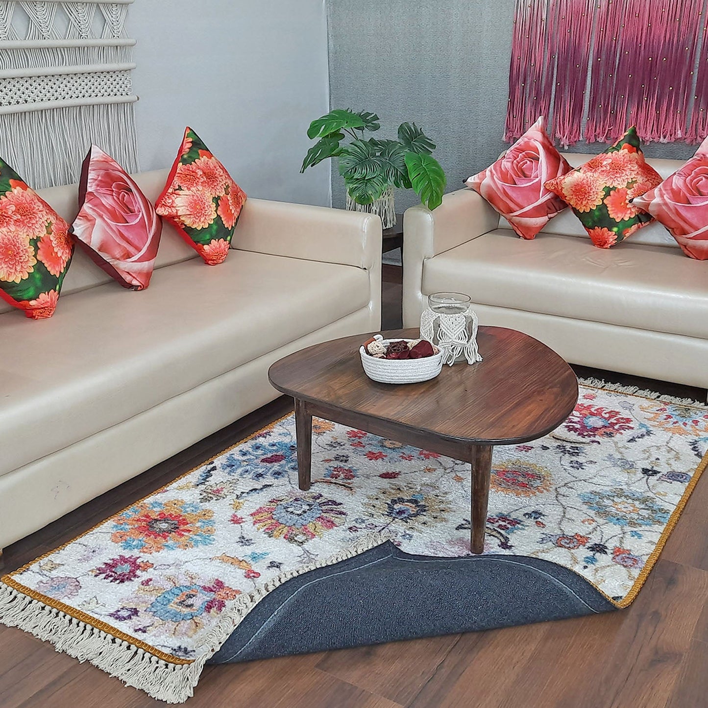 Faux Silk Carpet Ethnic Floral Design – Living Room Rug – Avioni