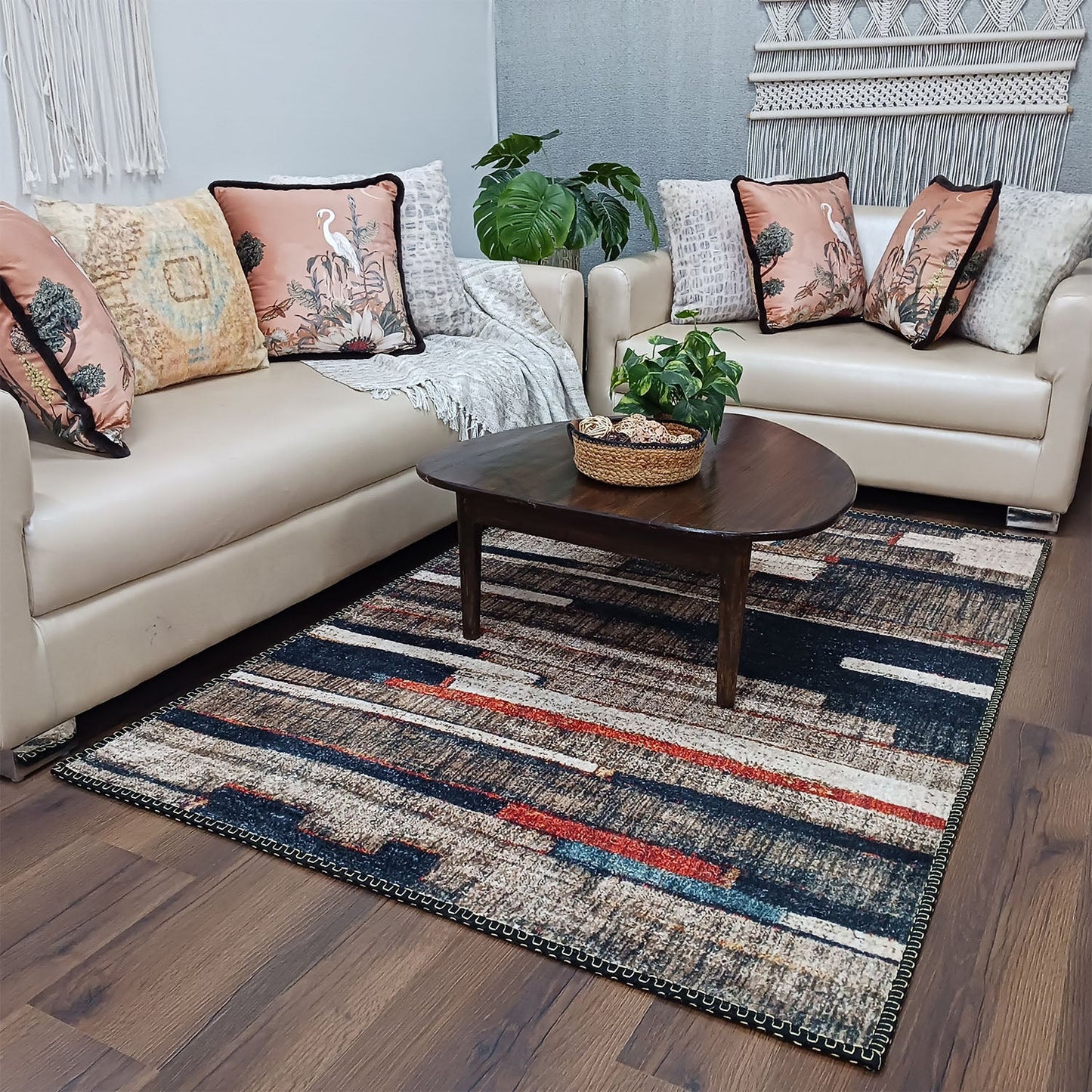 Avioni Faux Silk Rug | Create a Stylish and Modern Living Room | Luxurious, Durable and Washable | Earthy Elegance Collection