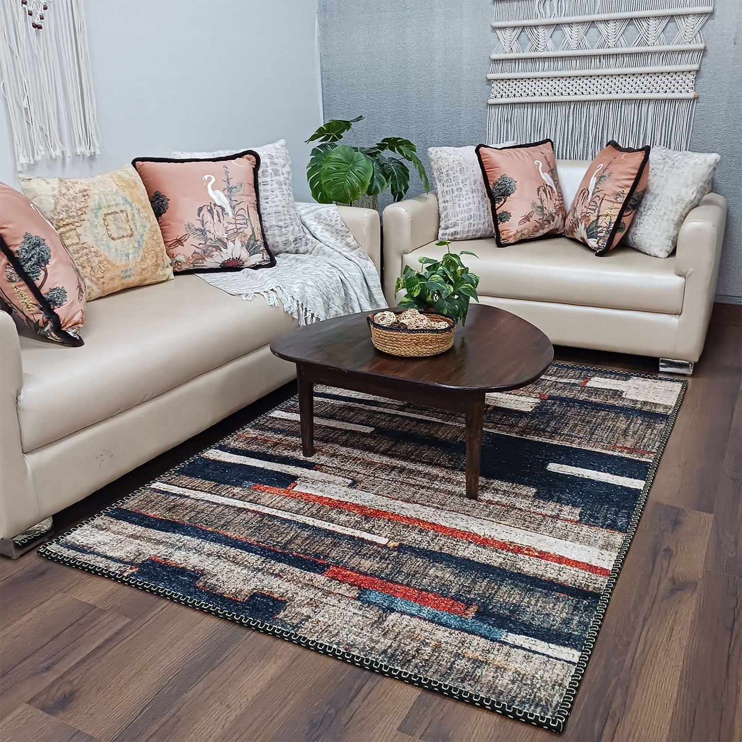 Avioni Faux Silk Rug | Create a Stylish and Modern Living Room | Luxurious, Durable and Washable | Earthy Elegance Collection