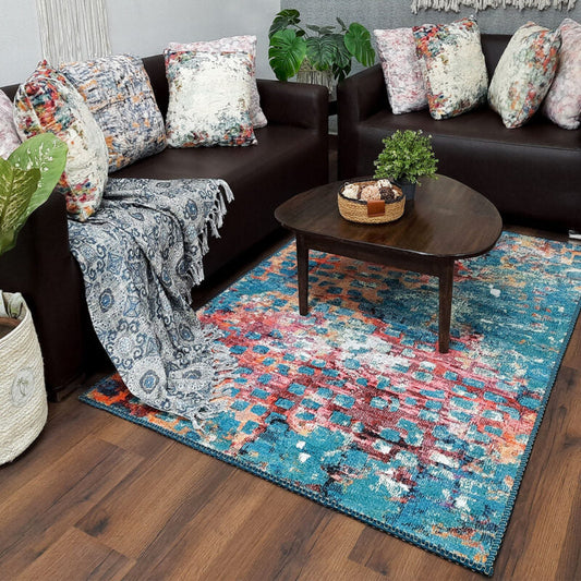 Avioni Faux Silk Carpet for Your Living Room | Timeless and Elegant Look | Durable and Washable | Kingfisher Collection