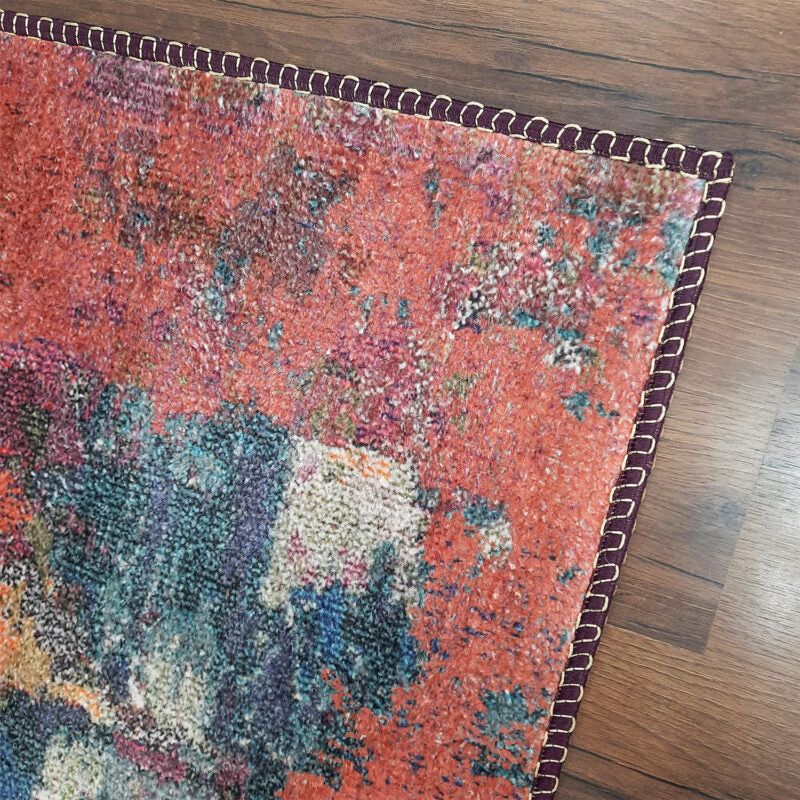 Avioni Faux Silk Carpet for Your Living Room | Abstract Elements | Durable and Washable | BrickLane Collection