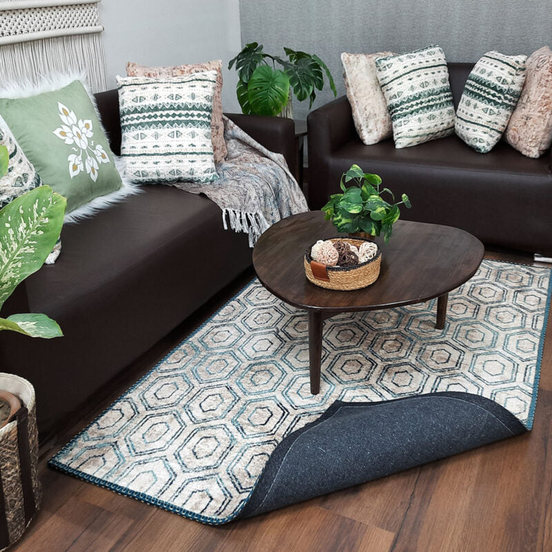 Avioni Faux Silk Carpet for Your Living Room | Modern Design | Luxurious, Durable and Washable | SeaBird Collection