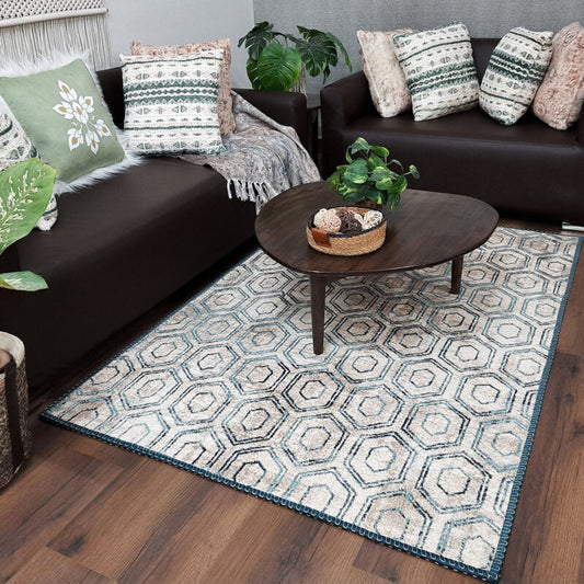 Avioni Faux Silk Carpet for Your Living Room | Modern Design | Luxurious, Durable and Washable | SeaBird Collection