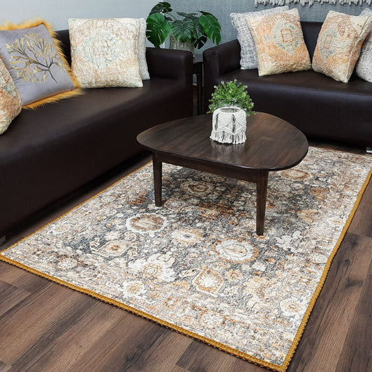 Avioni Faux Silk Carpet for Your Living Room | Luxurious Persian Design | Washable | Earthy Elegance Collection