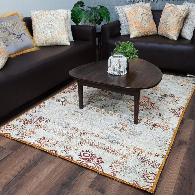 Avioni Faux Silk Carpet | Tribal Elements, Luxurious, Durable and Washable | Earthy Elegance Collection