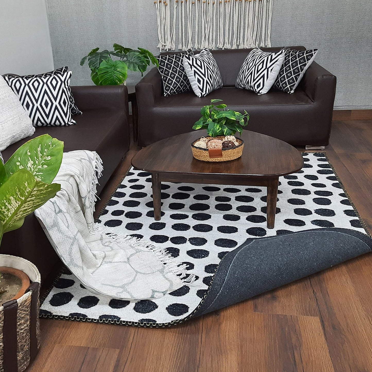 Avioni Faux Silk Carpet for a Stylish and Modern Living Room Monochrome theme | Durable and Washable