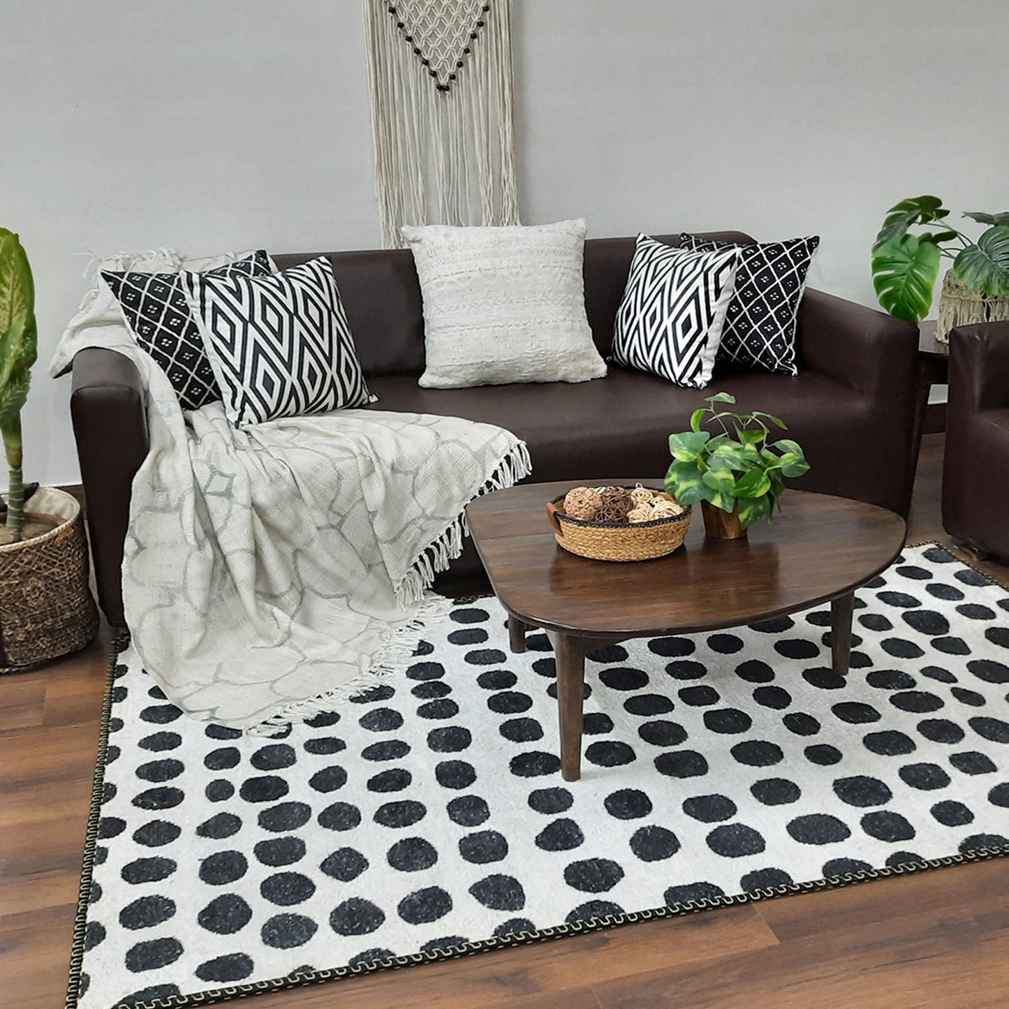 Avioni Faux Silk Carpet for a Stylish and Modern Living Room Monochrome theme | Durable and Washable