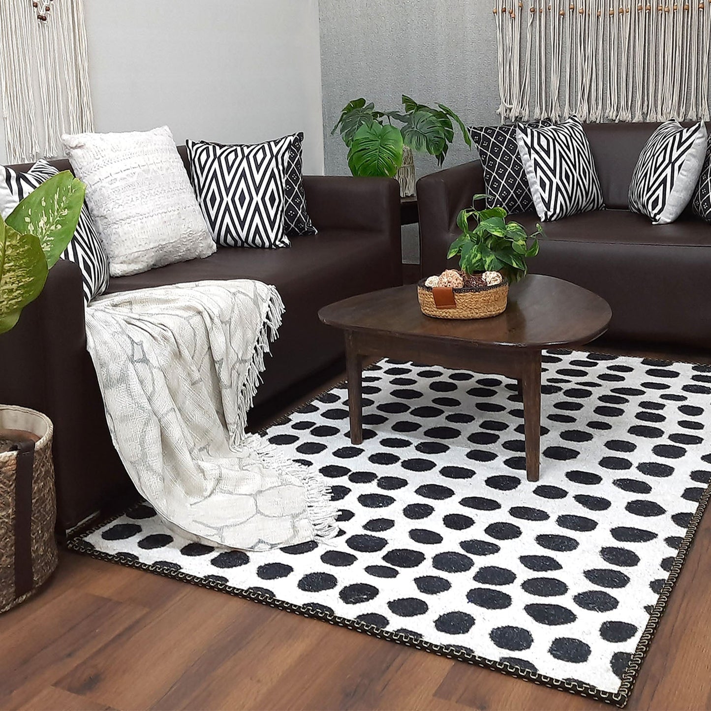 Avioni Faux Silk Carpet for a Stylish and Modern Living Room Monochrome theme | Durable and Washable