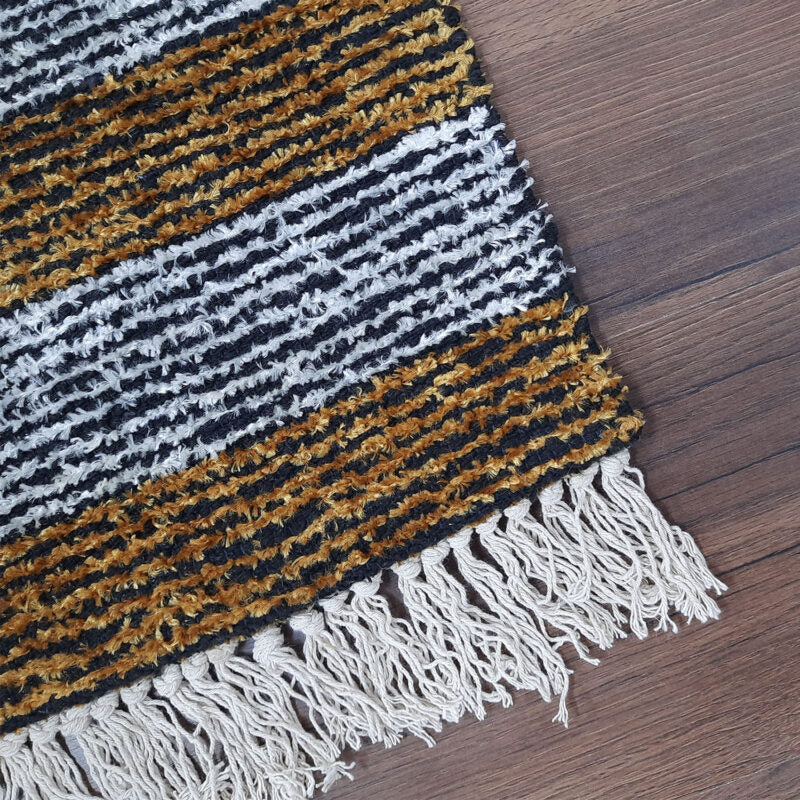 Avioni Handloom Washable Golden Yellow and White Solid Premium Bedside Carpet (55cm x 137cm (~22″ x 55″))