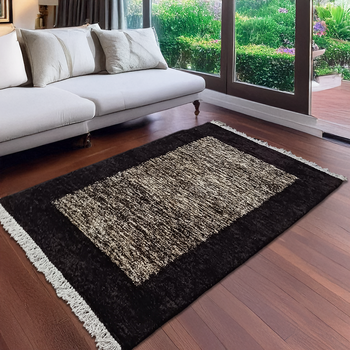 Avioni Carpet Silk Neo Collection- Luxury Modern Border Tiedye Design – Brown