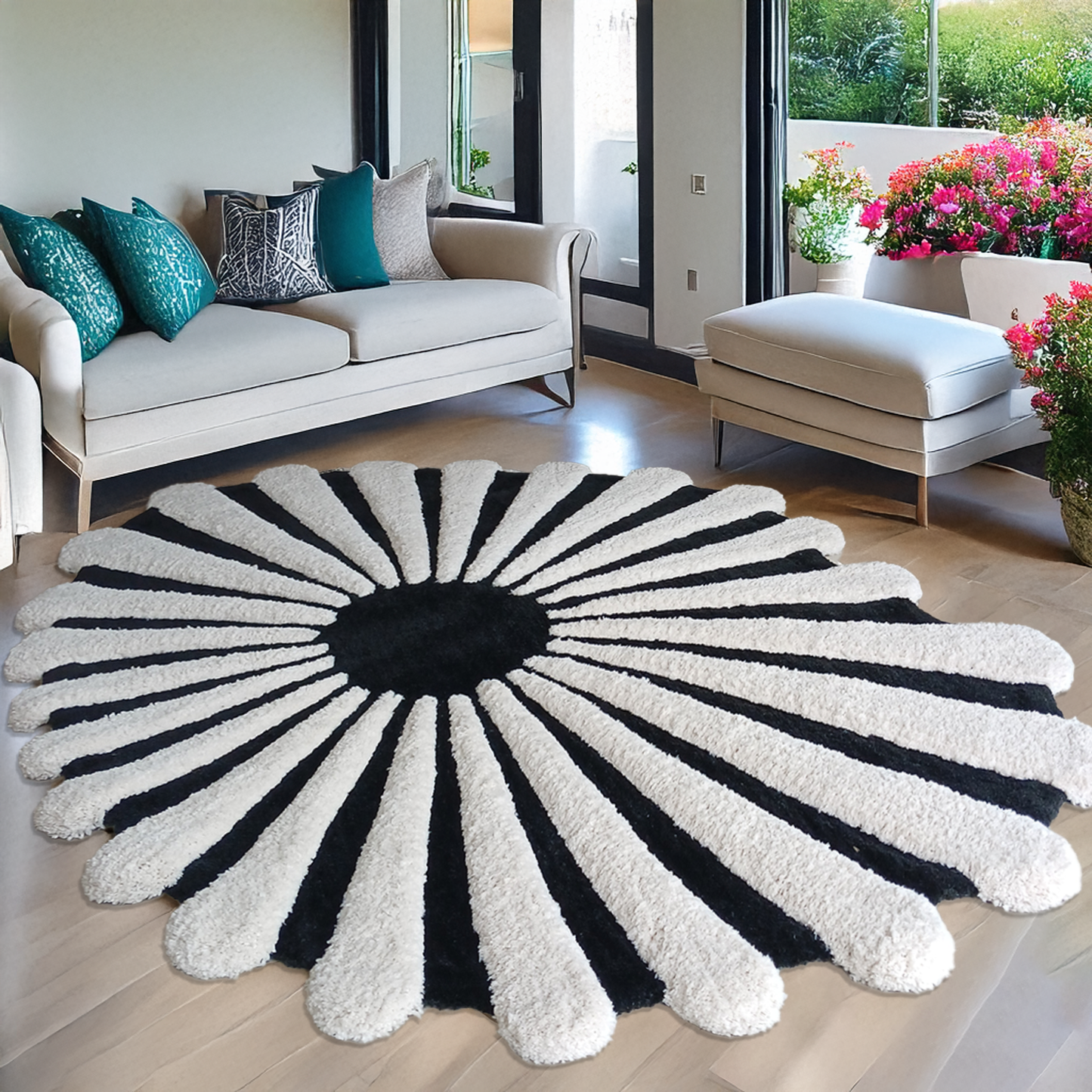 The Elevate Collection from Loomkart | Noir Ivory Bloom Luxe Carpet | Luxury Statement Carpets