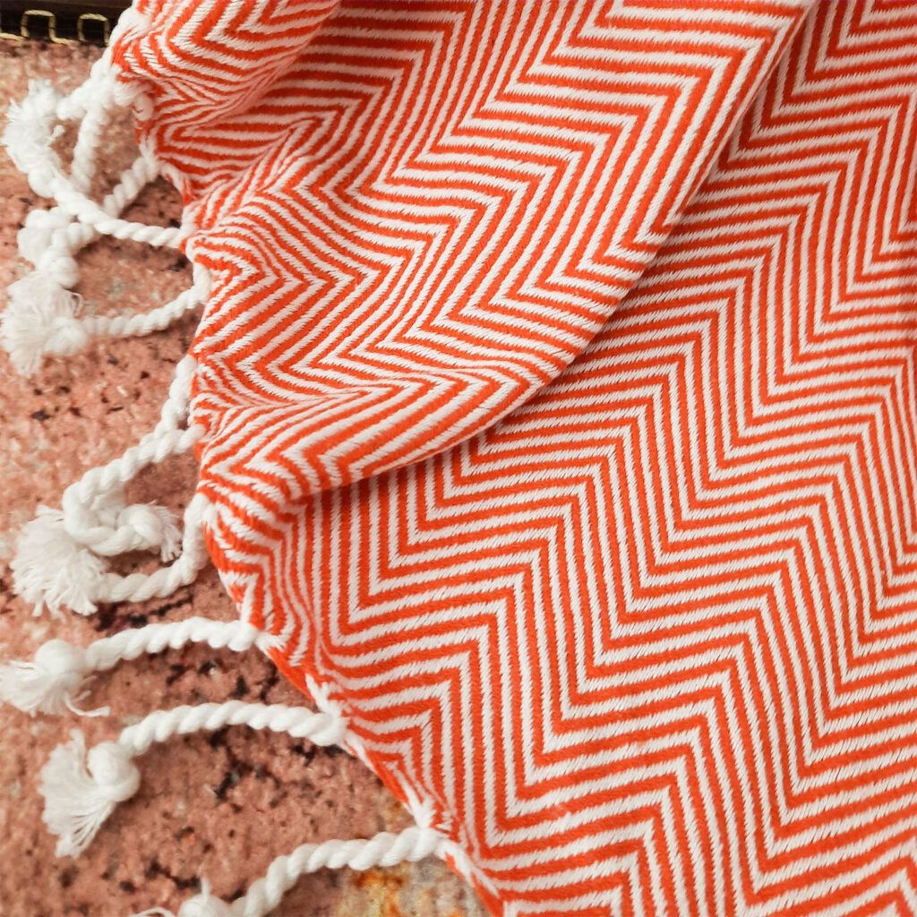 Avioni Premium 100% Cotton Sofa Throws/Blankets-Orange-120cm x 150cm