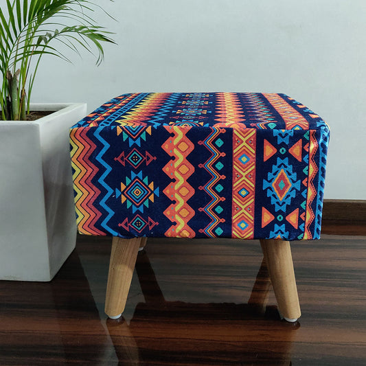 BIGMO Luxury Home Utility Padded Stool/ Ottoman Square-(Natural Finish)-40cm x 40cm x 44 cm