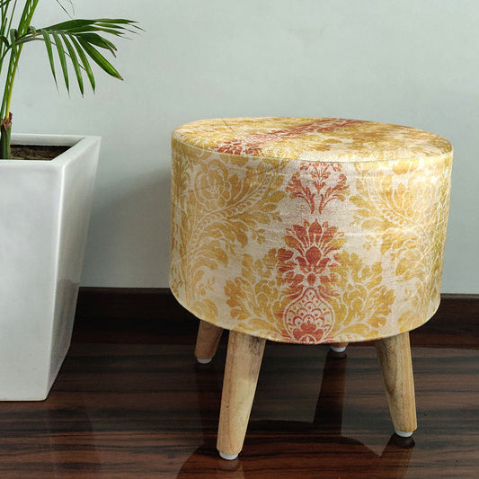 BIGMO Luxury Home Utility Padded Stool/ Ottoman (4 Legs-Added Stability-Natural Finish)-Length - 40cm, Width – 40cm, Height – 40cm