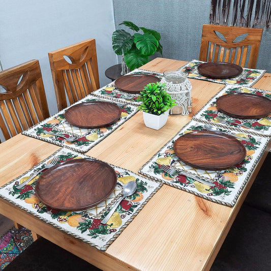 Table Mats (Set Of Six) With Table Runner On Jacquard Fabric