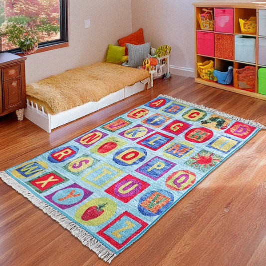 Silk Carpet Kids Collection – ABCD Kids Room Rug – Avioni