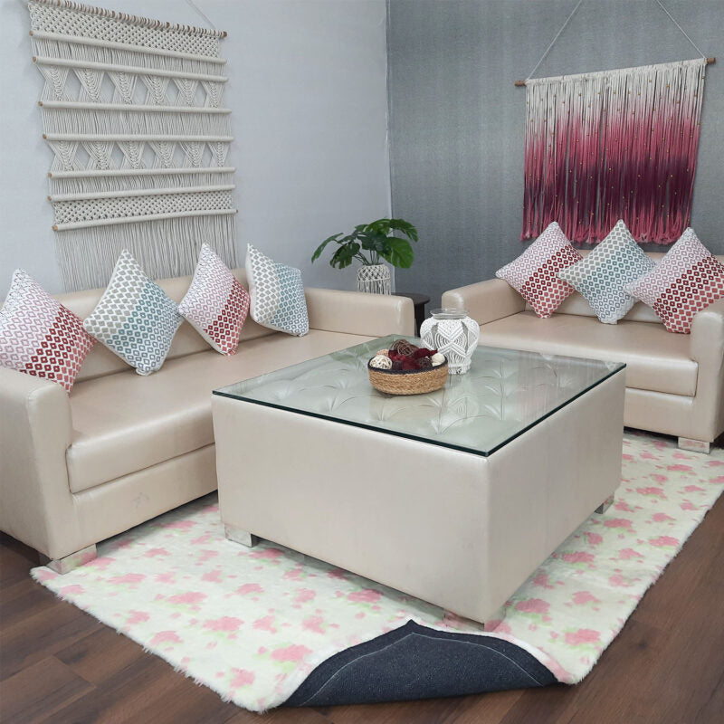 Soft Shaggy Premium Super Soft Luxury Rugs Faux Fur – Flowers on White Fur – Avioni Carpets