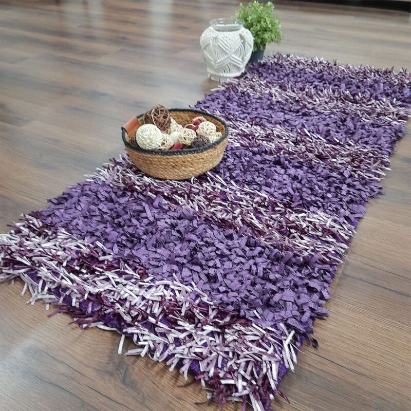 Avioni Handloom Light & Dark Purple Color Plain Premium Bedside Carpet (55cm x 137cm (~22″ x 55″))