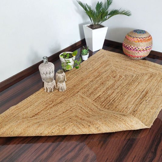 Natural Organic Jute Handmade Braided Rugs| Jute Large Area Rug|Avioni- Premium Collection-112cm x 195cm (~3.75X6.5 Feet)