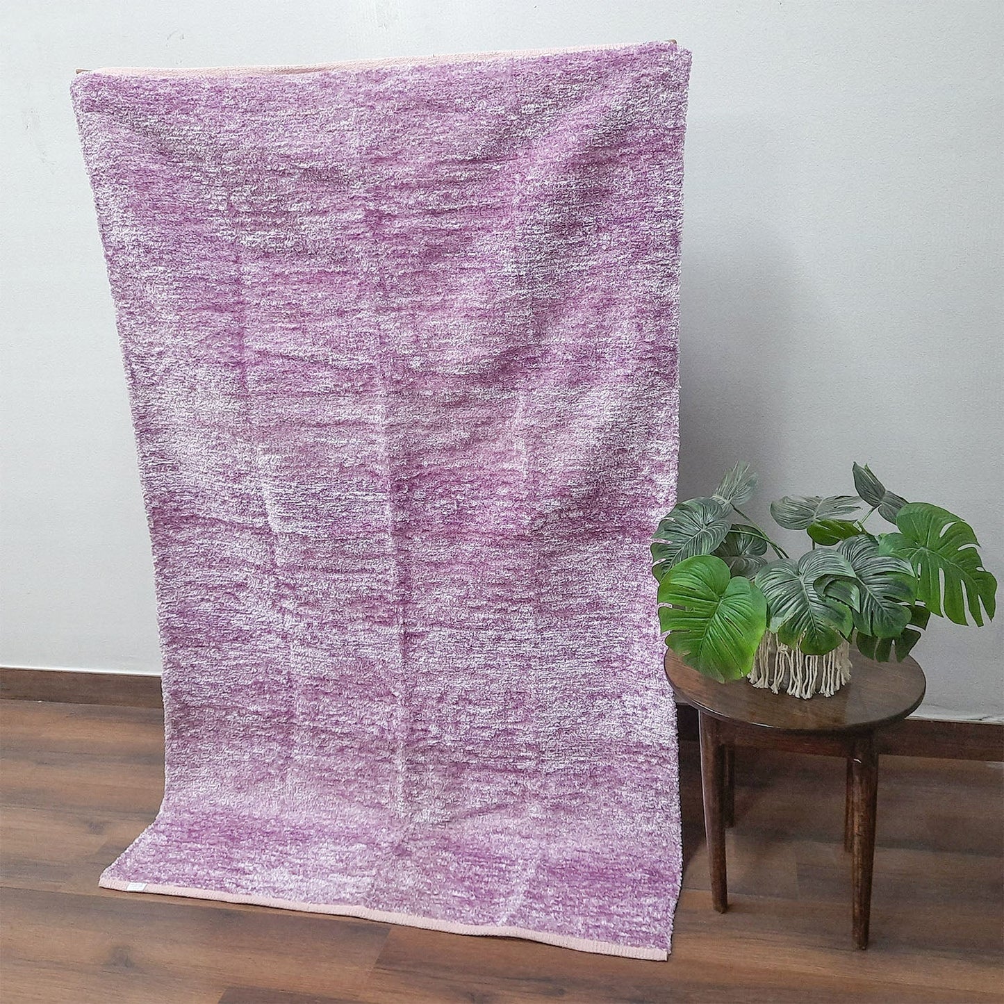 Avioni Lux Handloom Chenille Solid Durries- Pink-Purple-120cm x 180cm (~4×6 Feet)